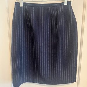 Karen Scott Dark Blue Striped Pencil Skirt